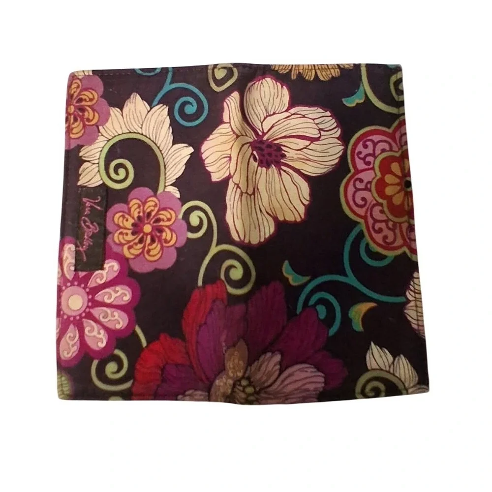 Vera Bradley Night and Day Floral Quilted Cotton Checkbook Cover Brown Pink